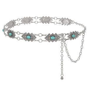 Western Metal Concho Belt For Women Vintage Cowgirl Boho Turquoise Chain Belts🦁